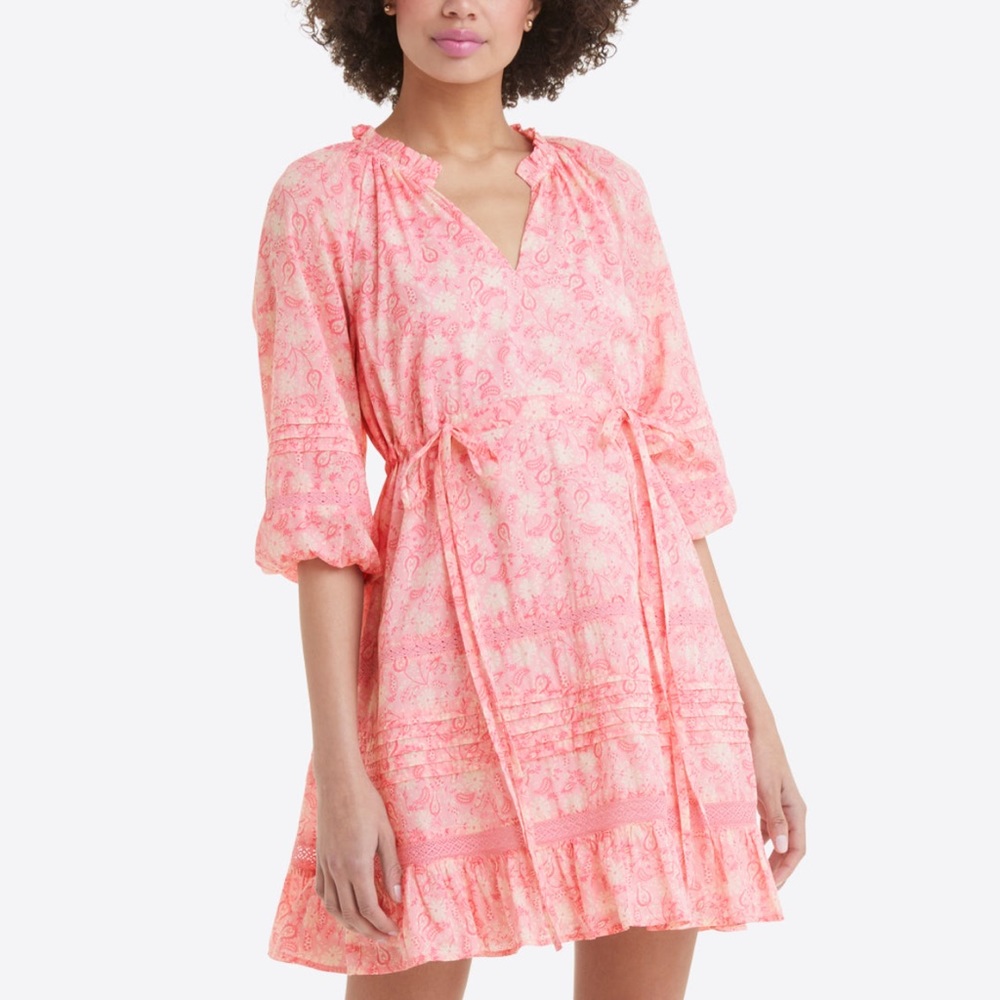 NWT Draper James Kellie Babydoll Dress in Pink Paisley